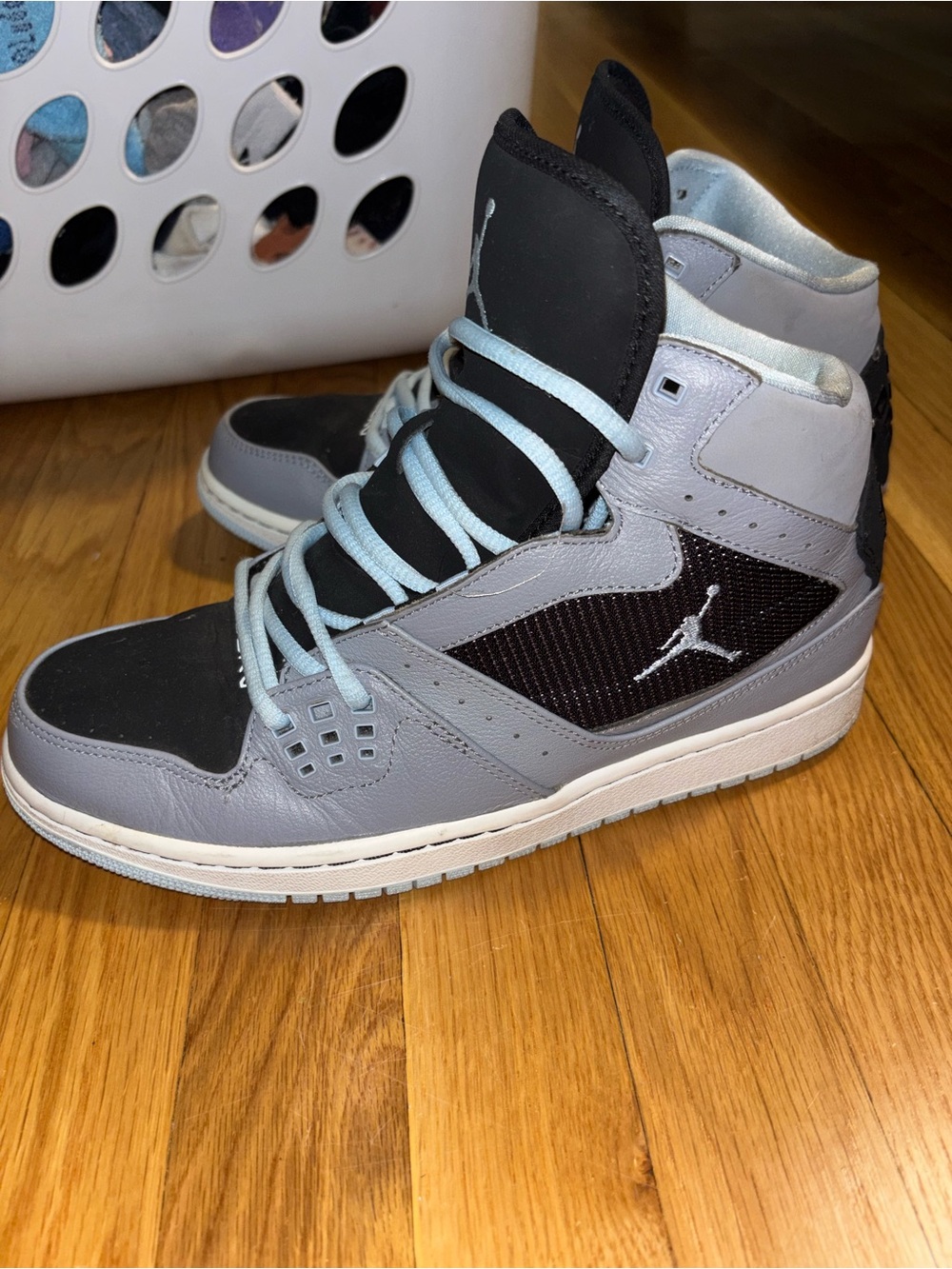 2012 Jordan Men’s High-Top Sneakers - Gray/Black/Light Blue